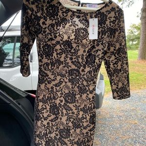 Dress lace black with nude underneath